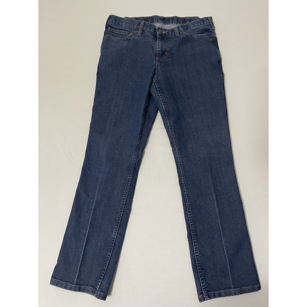 Carhartt Jeans Women's Relaxed Fit Dark Wash Work Blue Size 6 Short 393-83